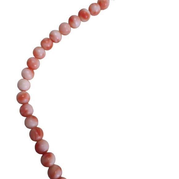 Vintage Angel Skin Coral Necklace 16in Earrings Beaded Strand Clip On Studs - Picture 13 of 16